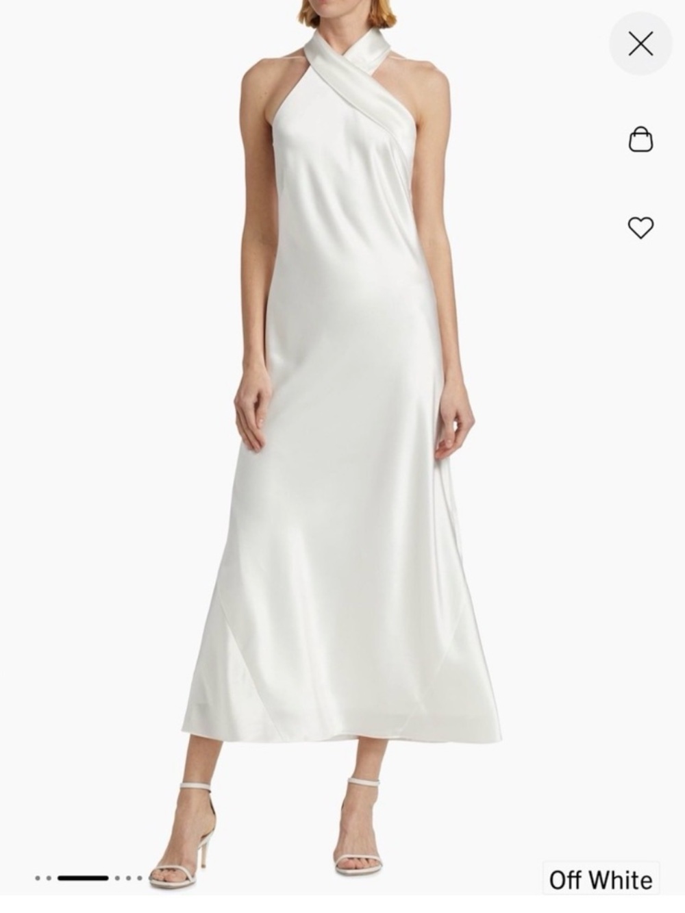 Galvan Off-White Halter Neck Satin Midi Dress. Worn once
Retails $1495